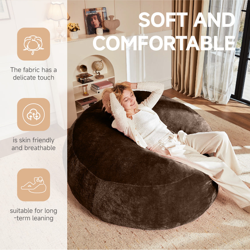 150 Beanbag Sofa Chair, Soft Comfortable Reading, Brown