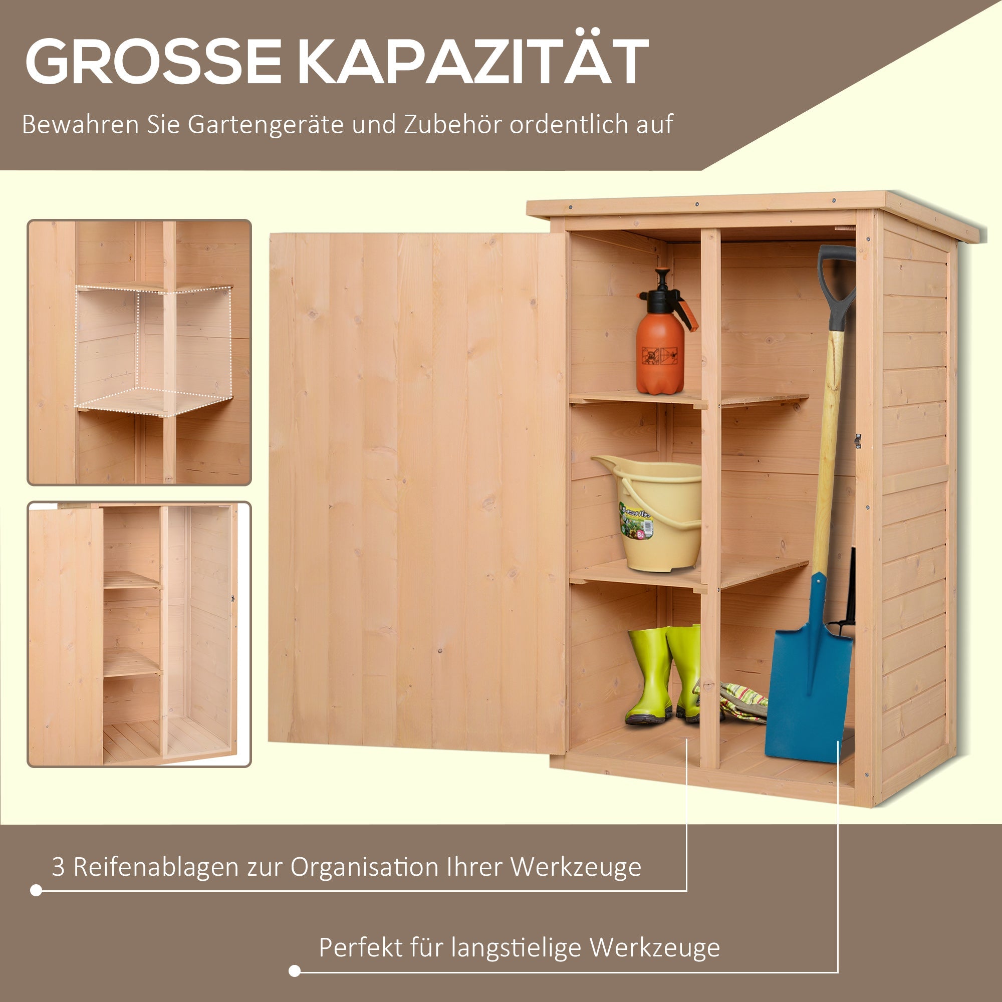 Garden Shed Tool Shed with Shelves Fir Natural Wood