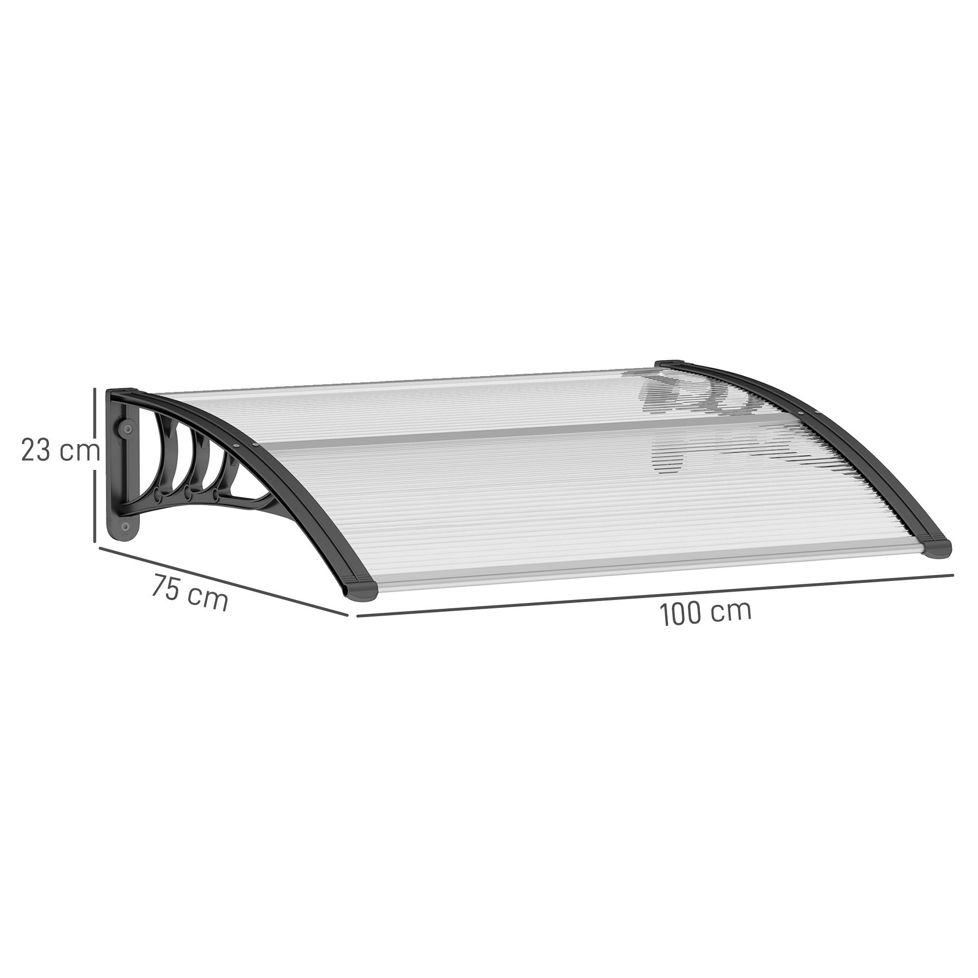 Front Door Canopy Outdoor Awning Rain Shelter, 120 x 75cm, White