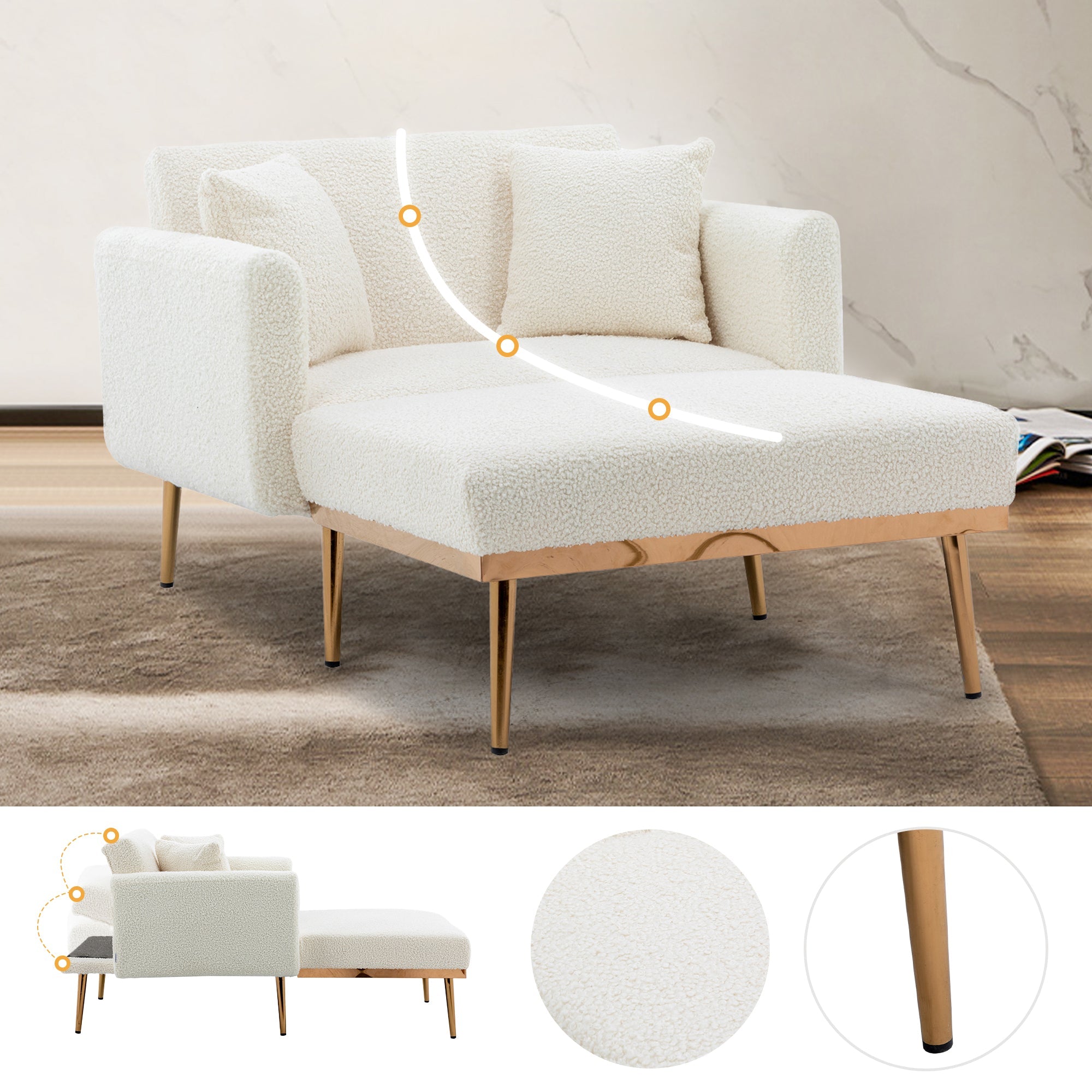 Armchair, Modern Adjustable Recliner Folding Sofa