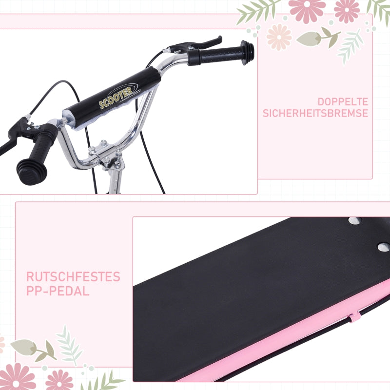 Kinderroller, Luftbereifung, 16 Zoll, Handbremse, Pink