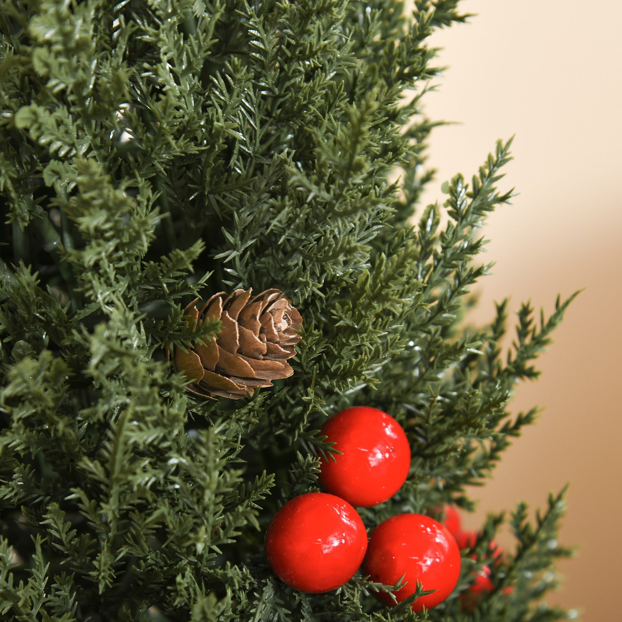 Christmas Tree 50 cm, Berries and Pine Cones, Green PVC PE