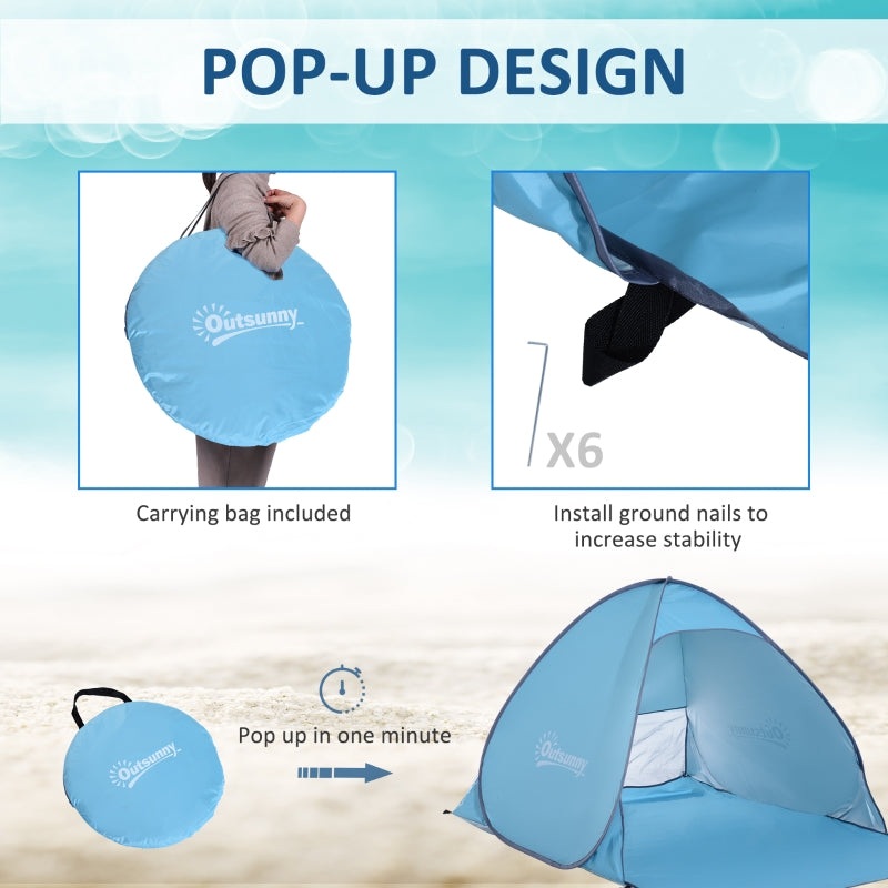 Pop-up Beach Tent UV 30+ Protection for 2-3 Person, Blue