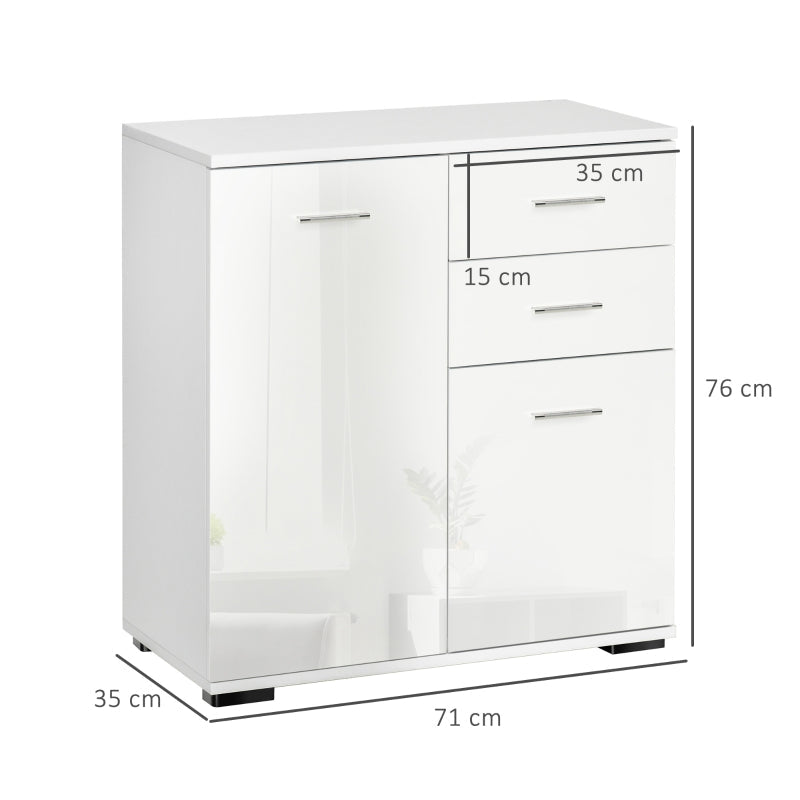 Modern Sideboard Cabinet High Gloss Storage Chest of Drawers, White