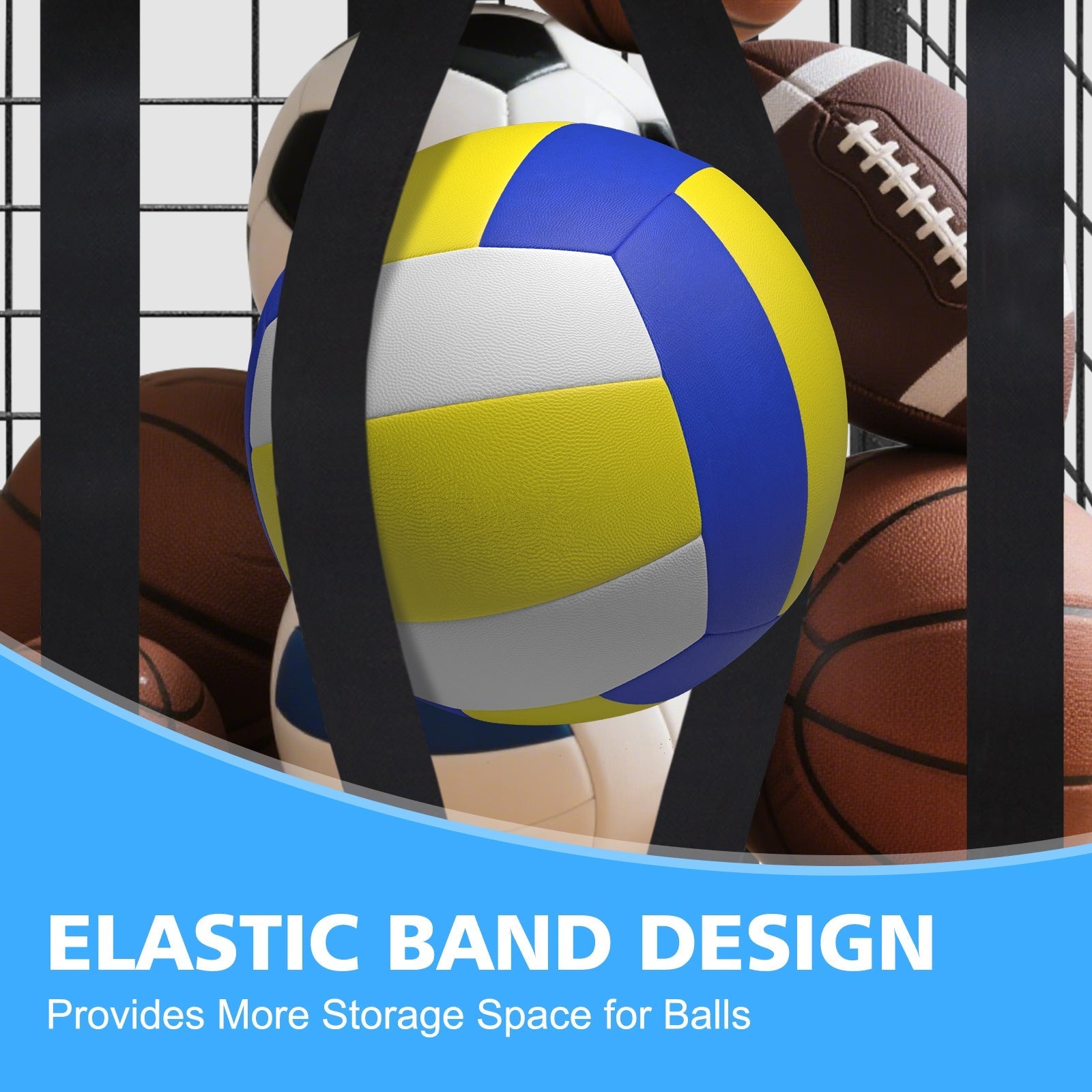 Garage Sports Equipment Organizer Large Capacity Rolling Ball Cart Indoor/Outdoor
