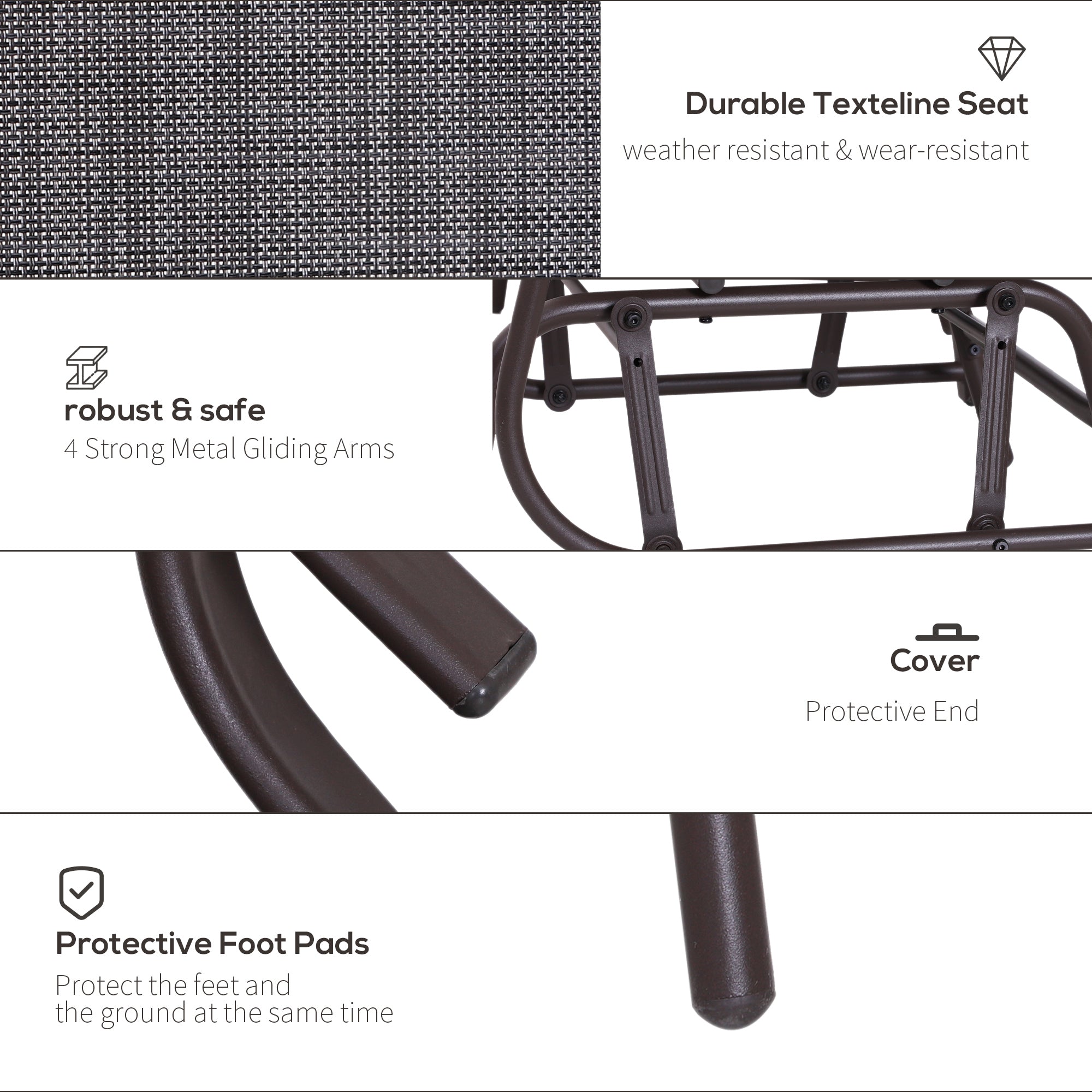 Gliding Jack and Jill Seat, Glass-Top Table, Brown/Grey