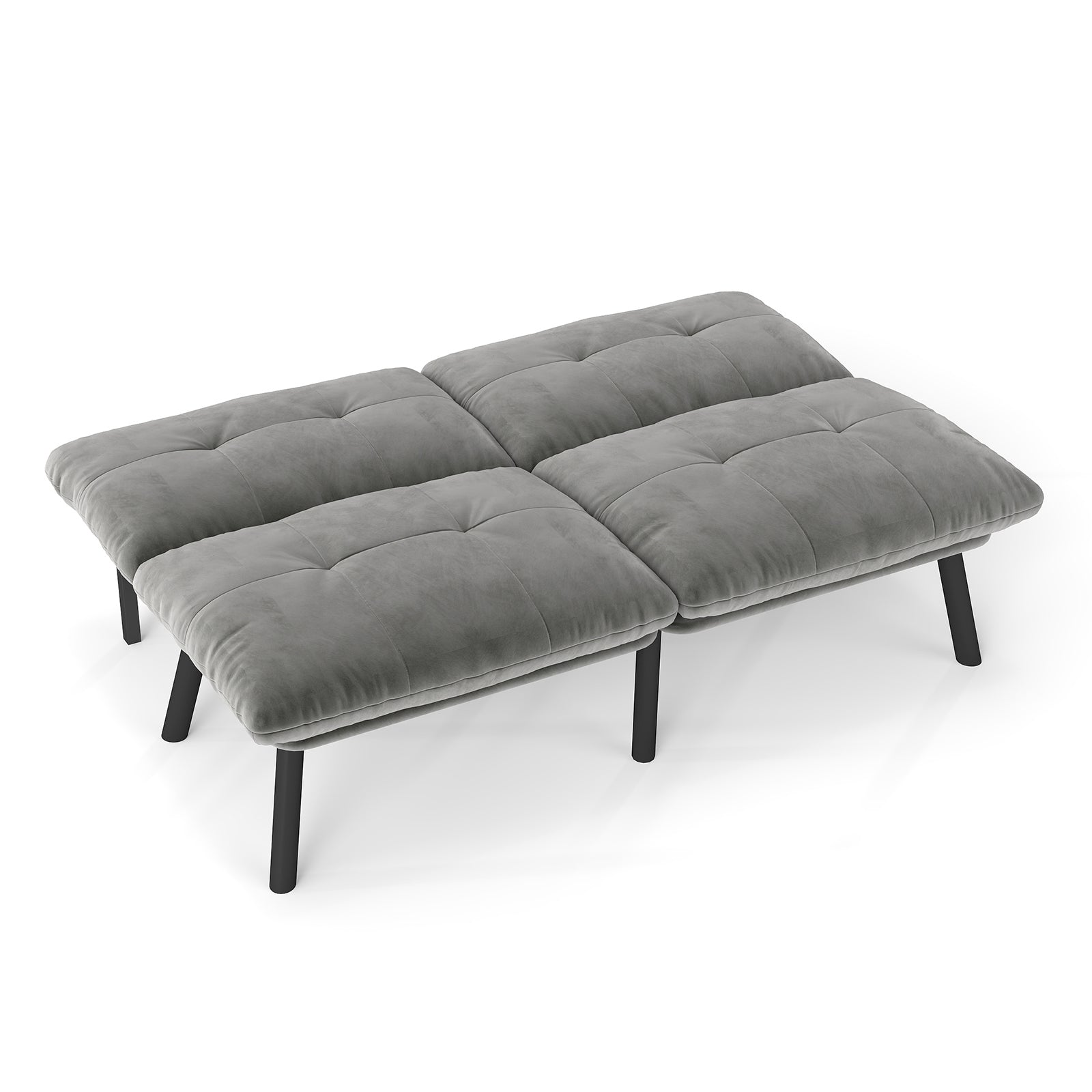 Foldable Futon Sofa Bed 2-Seater Guest Bed - Grey