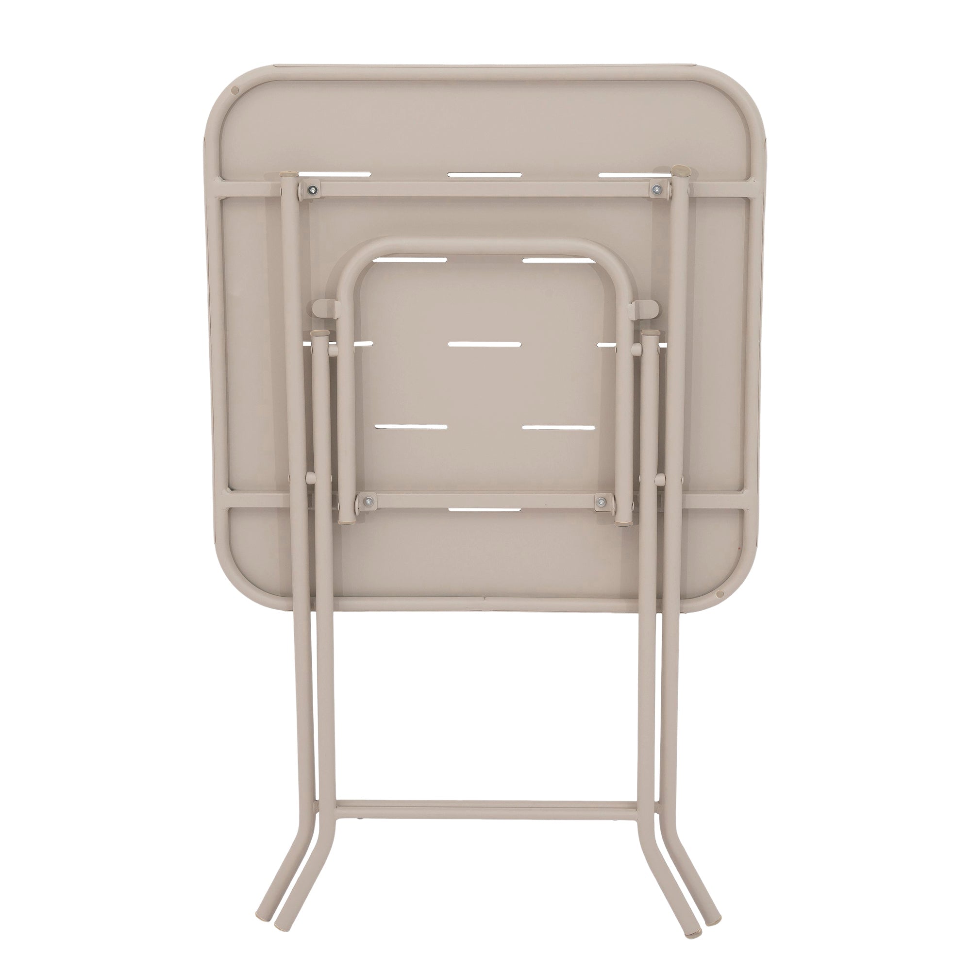 Outdoor 3-Piece Foldable Bistro Set, Weather-Resistant Patio Conversation Set with 2 Chairs and 1 Table, Beige Metal