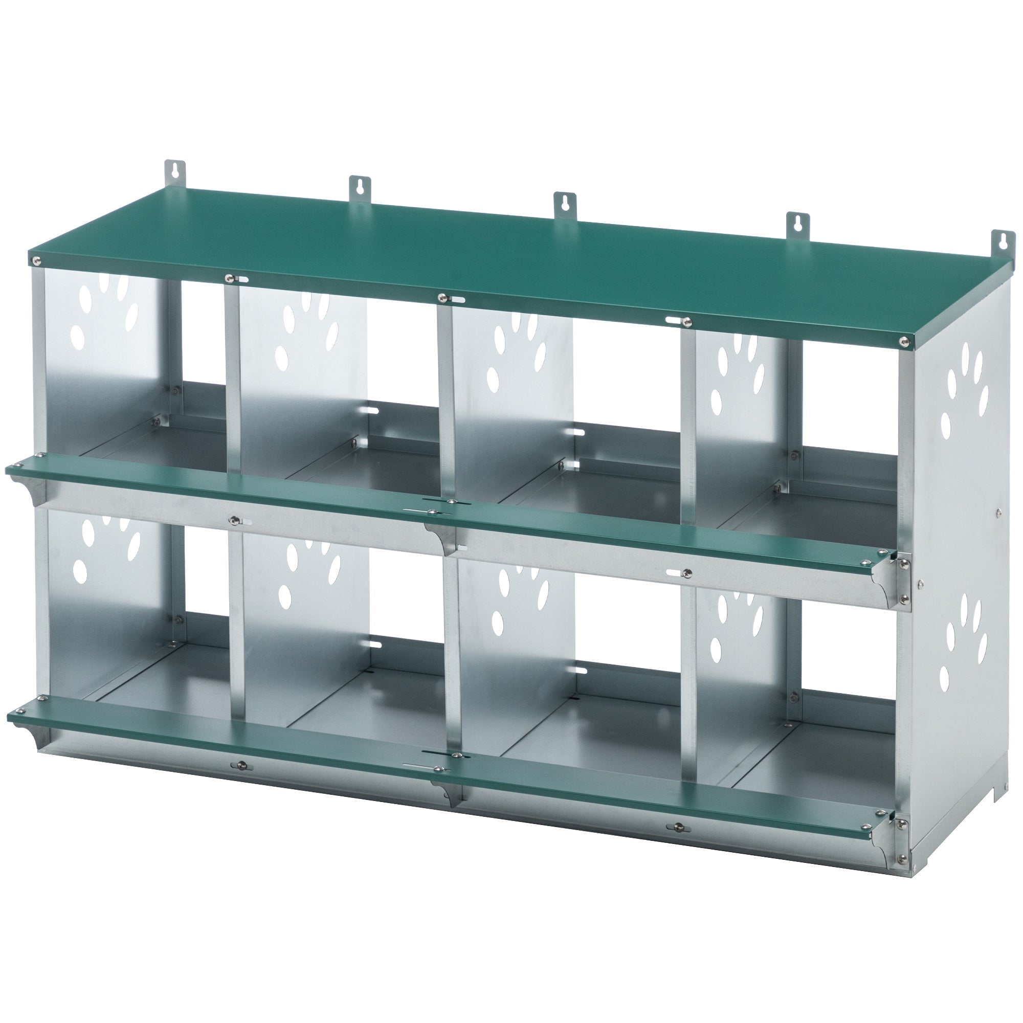 8-Compartment Chicken Nesting Boxes, Wall-Mounted Roll Away Design with Ventilation, Galvanized Steel
