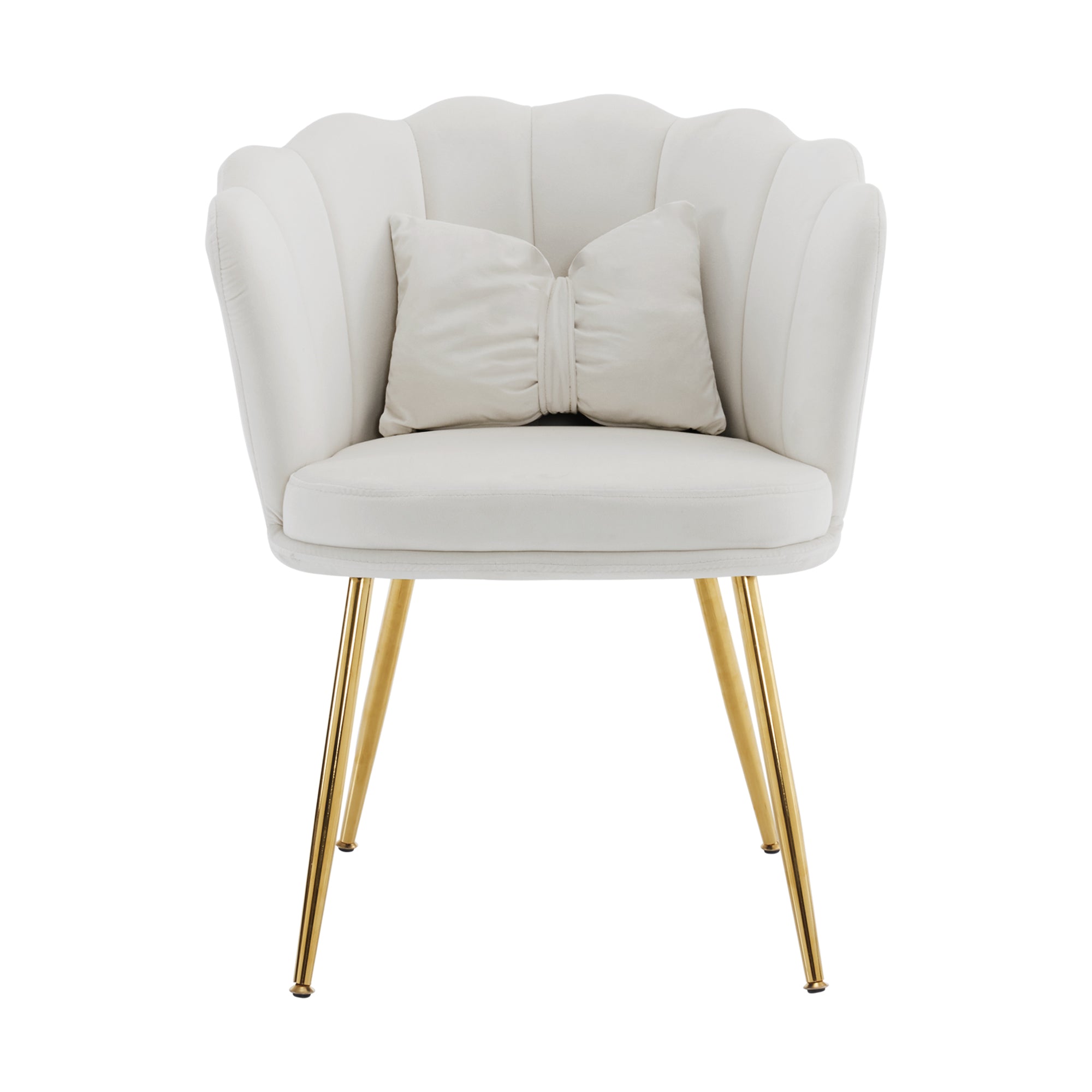 Chairs, Set of 6 Modern Velvet with Petal Backs, Gold Legs