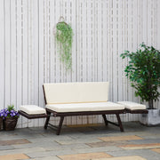 2-Seater Convertible Sofa Daybed Rattan Brown