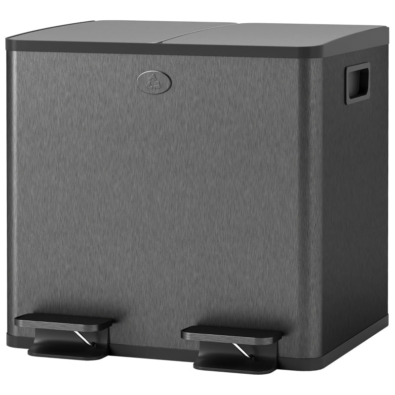 Double Waste Bin 2x15L Pedal Stainless Steel - Black