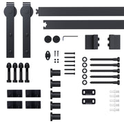 Sliding Door System, Complete Set with Track & Screws, Carbon Steel Black