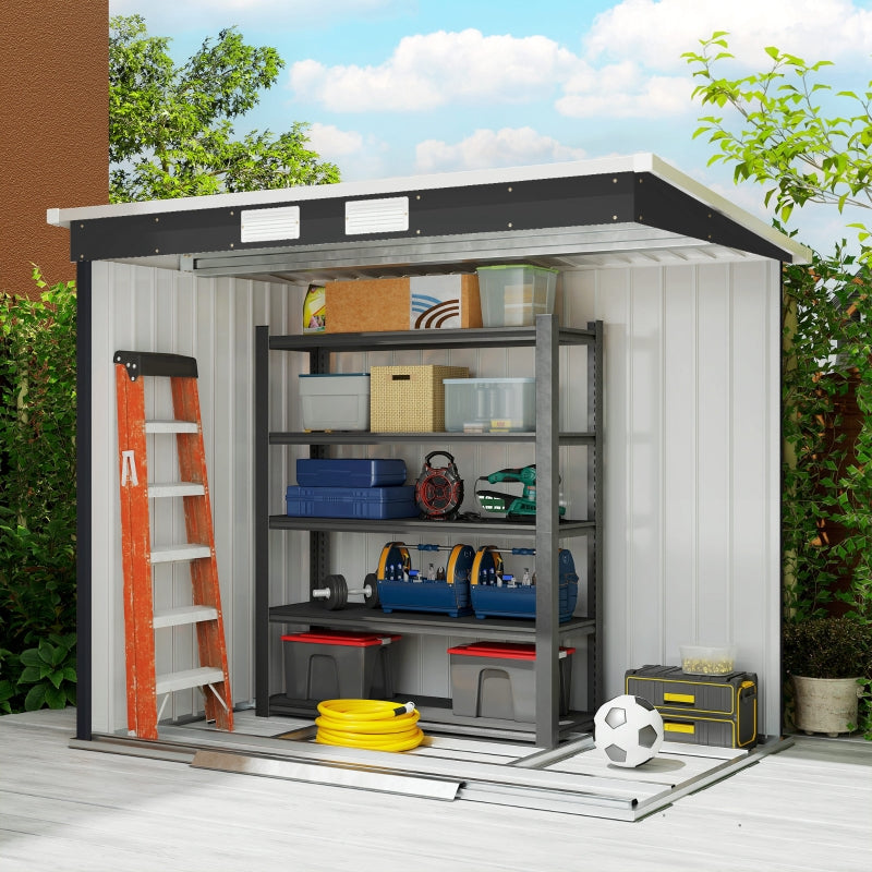 7 x 4ft Garden Shed with Foundation Kit, Galvanised Steel Dark Grey