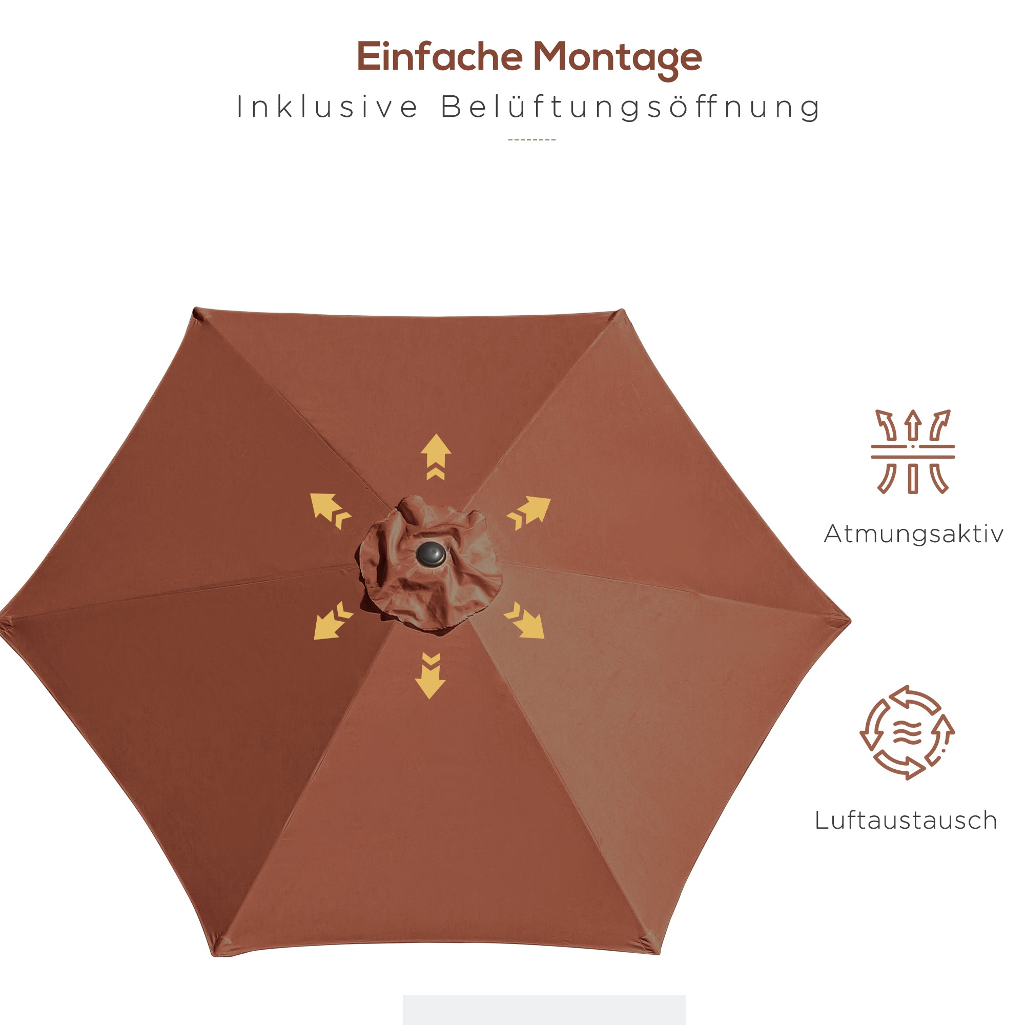 Tilting Parasol Hand Crank 2.7m Aluminum 180g/m² Polyester, Brown