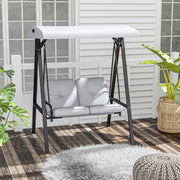 Hollywood Swing 2-Seater with Adjustable Canopy & Cushions, 220kg Capacity, Grey
