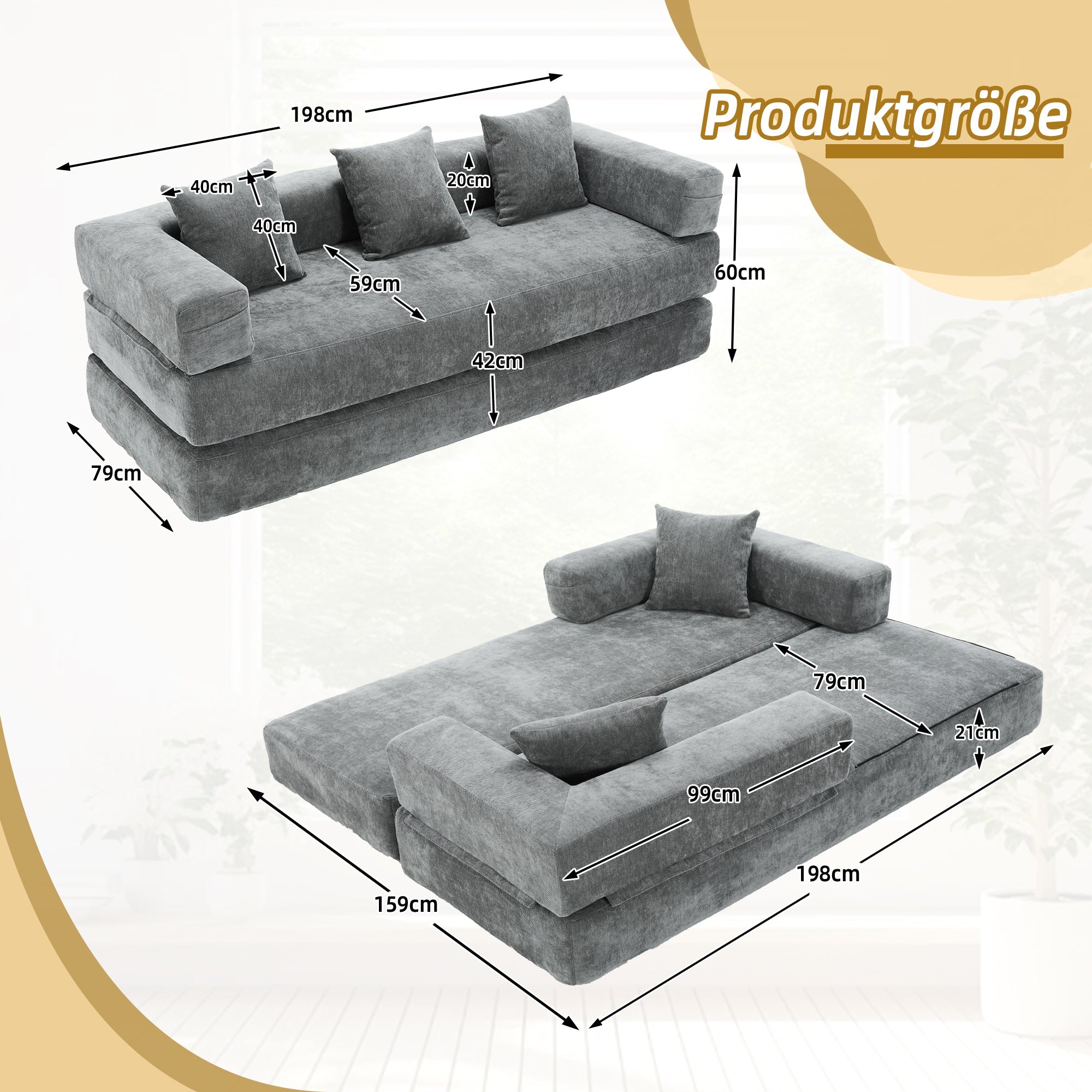 Modular Chenille Block Sofa - Super Soft, Combinable with Side Pockets - Chenille Fabric