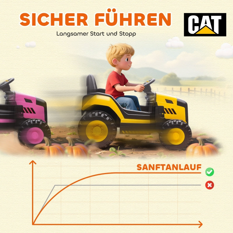 Children's Ride-On Construction Vehicle with Remote Control and Bluetooth, Yellow