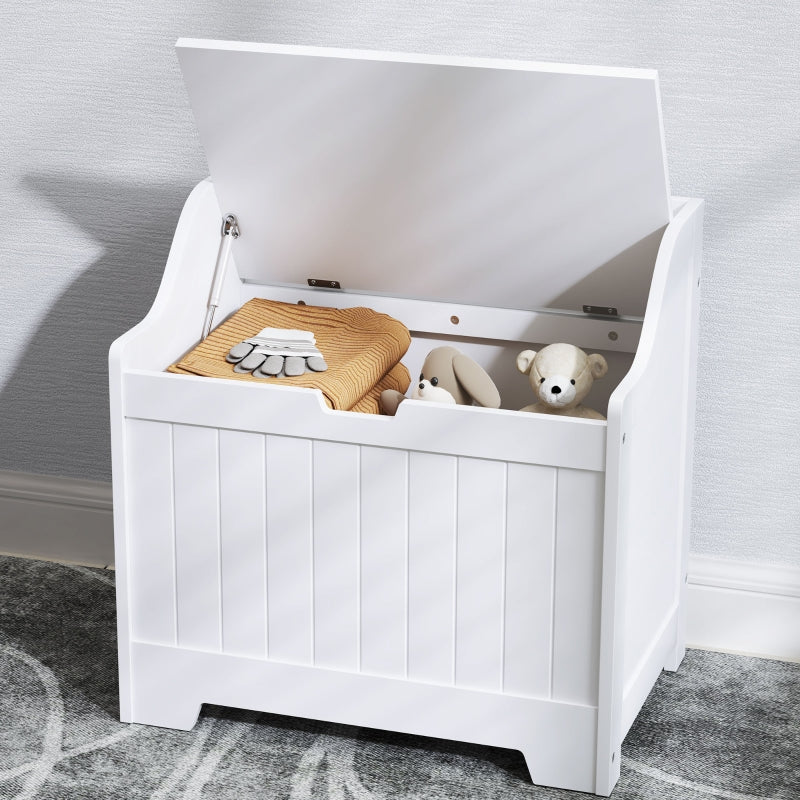 Storage Chest/Box with Lid, Safety Hinge U-Cutout, 60x38x56cm, White