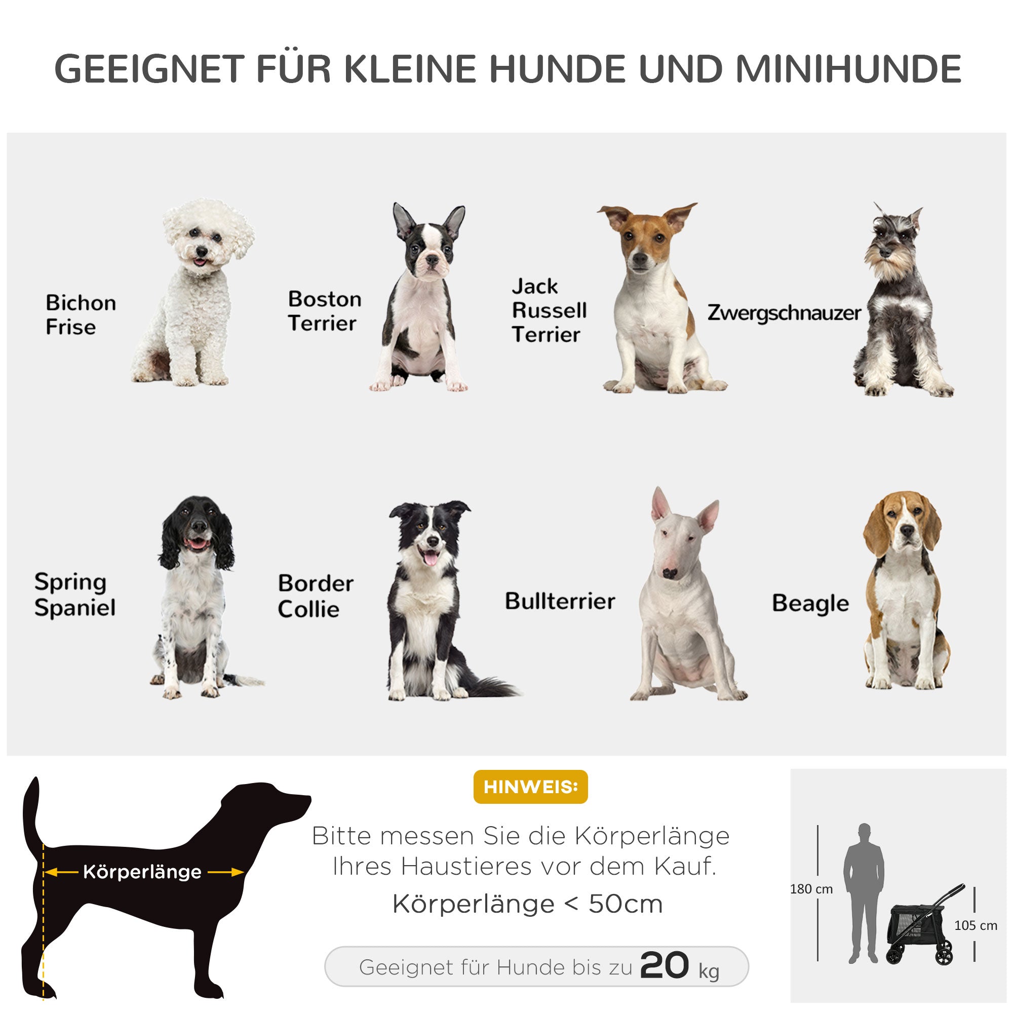 Hundebuggy, faltbarer Kinderwagen mit Netzfenster, Oxford-Gewebe Schwarz