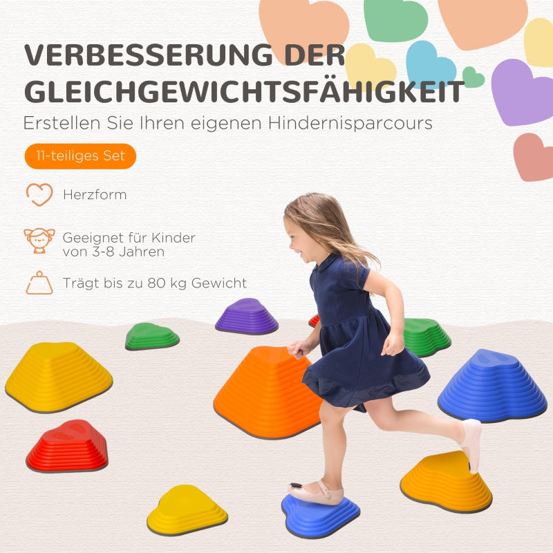 Balance Stepping Stones, 11-Piece Stackable and Non-Slip Set, Lightweight Multi-Color