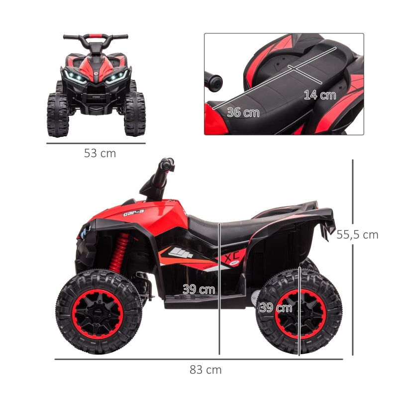 Electric Children's Quad Bike with LED Headlights, MP3 Player and Shock Absorbers, Red and Black