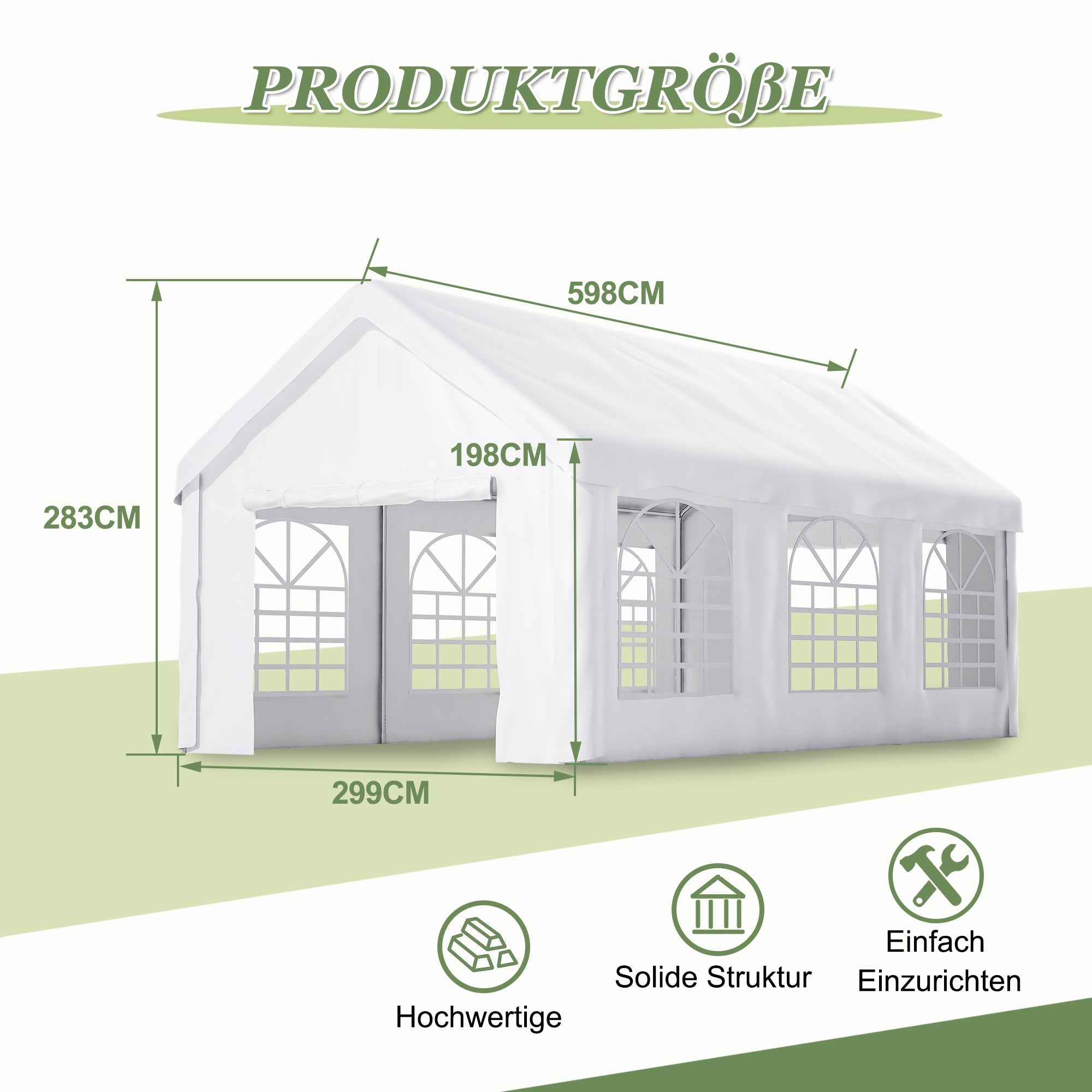 Carport Tent Garage 3x6m Large Winterproof with Roll-up Door & Removable Walls