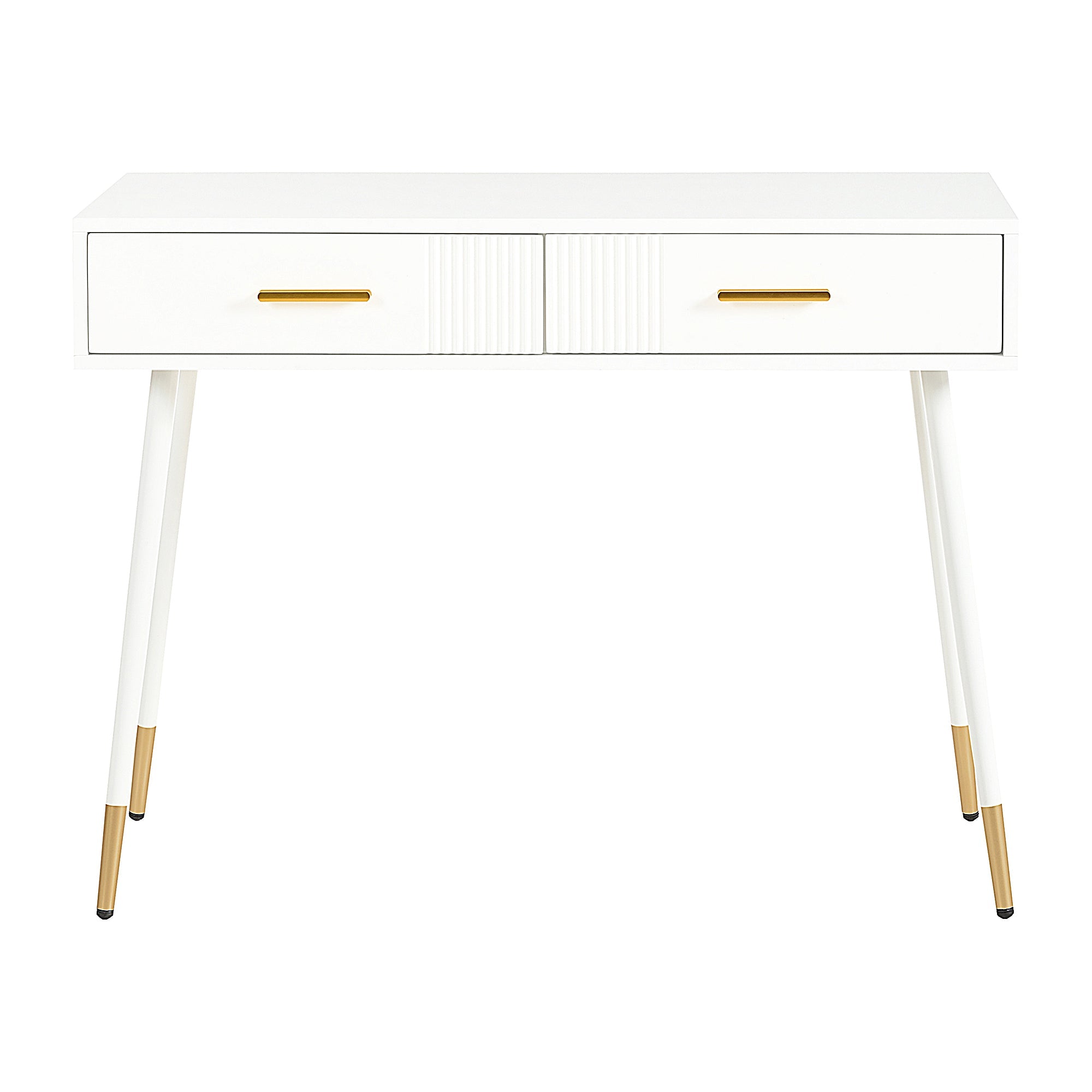 Dressing Table with 2 Drawers, Metal Feet, White
