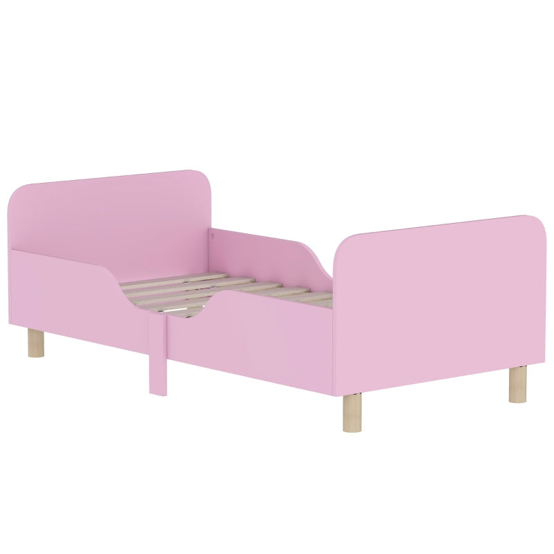 Kinderbettgestell, Einzelbett mit Rausfallschutz, MDF Rosa