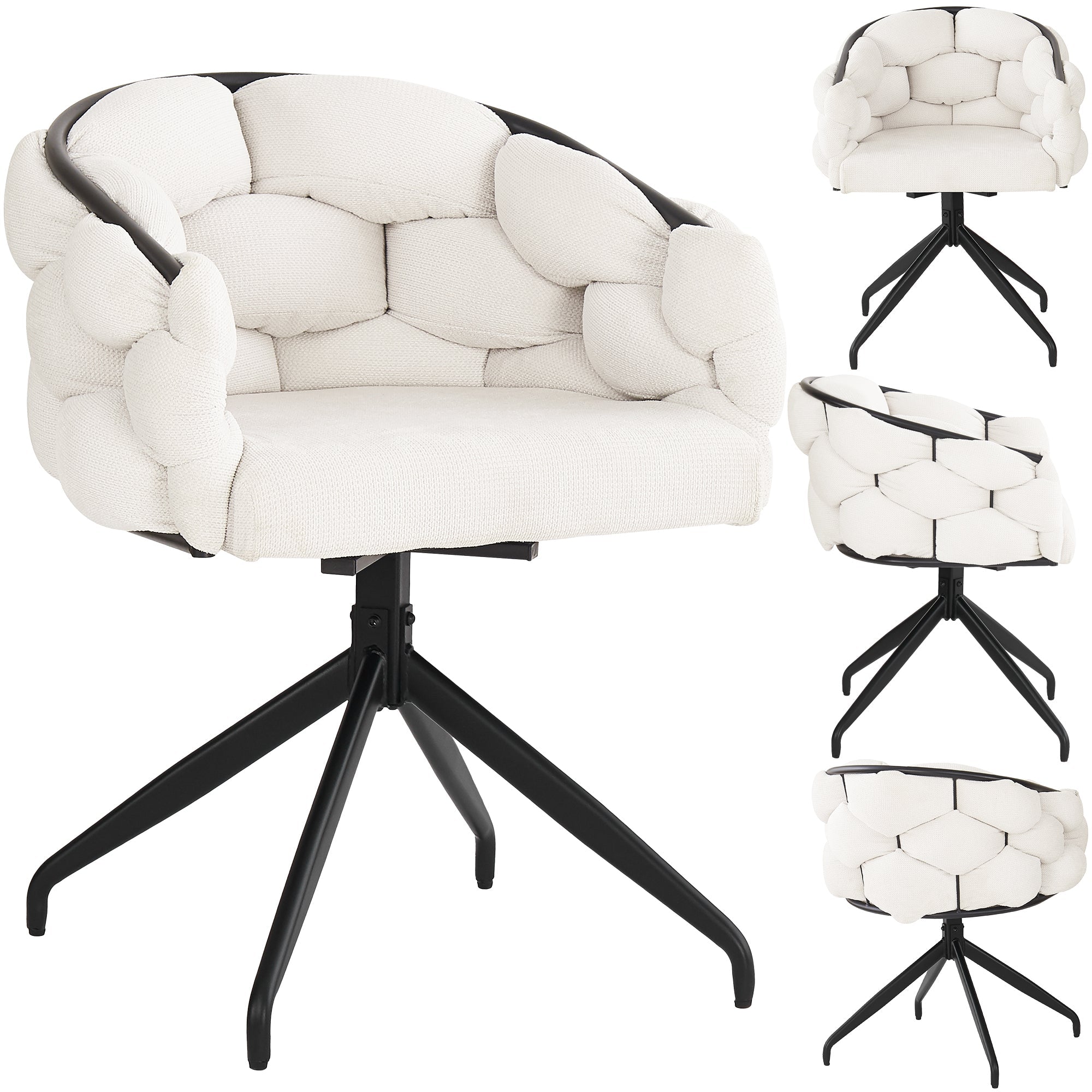 Luxury Velvet Chairs, Swivel & Ergonomic (Set of 4), Beige