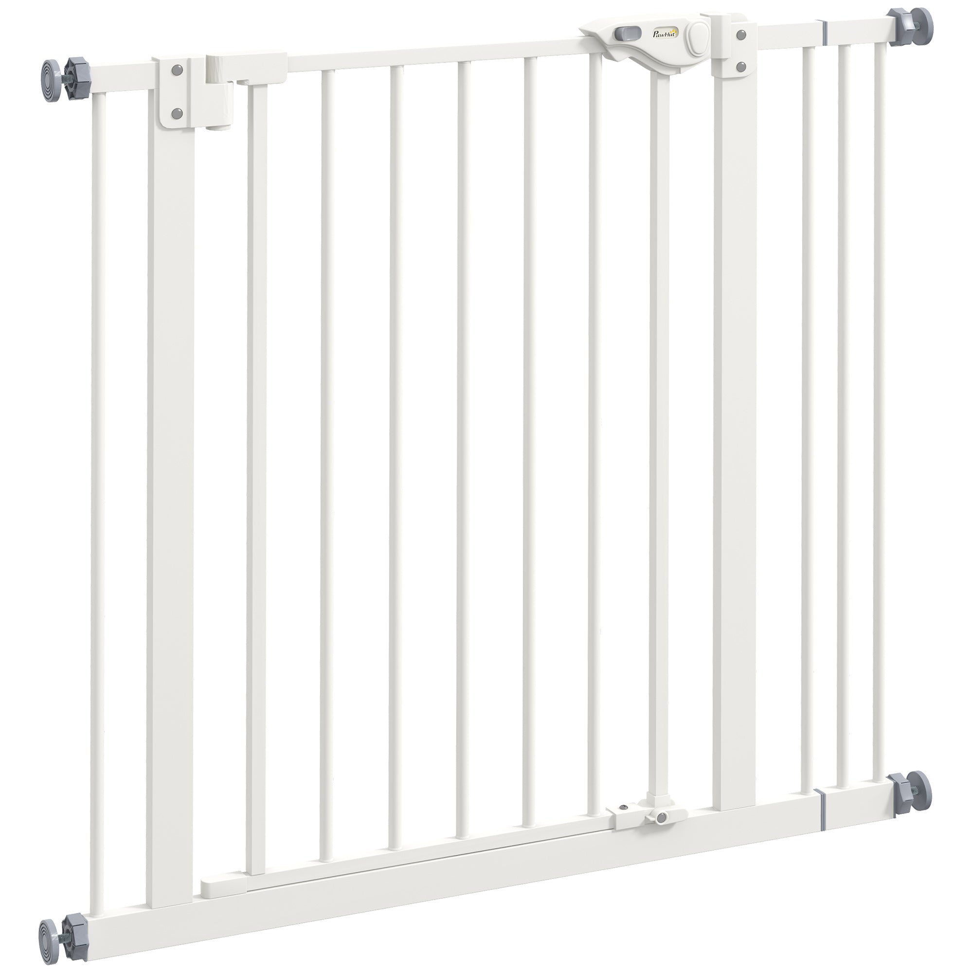 Hundeschutztür, 74-87cm, Treppenschutzgitter, Metall Kunststoff Weiß