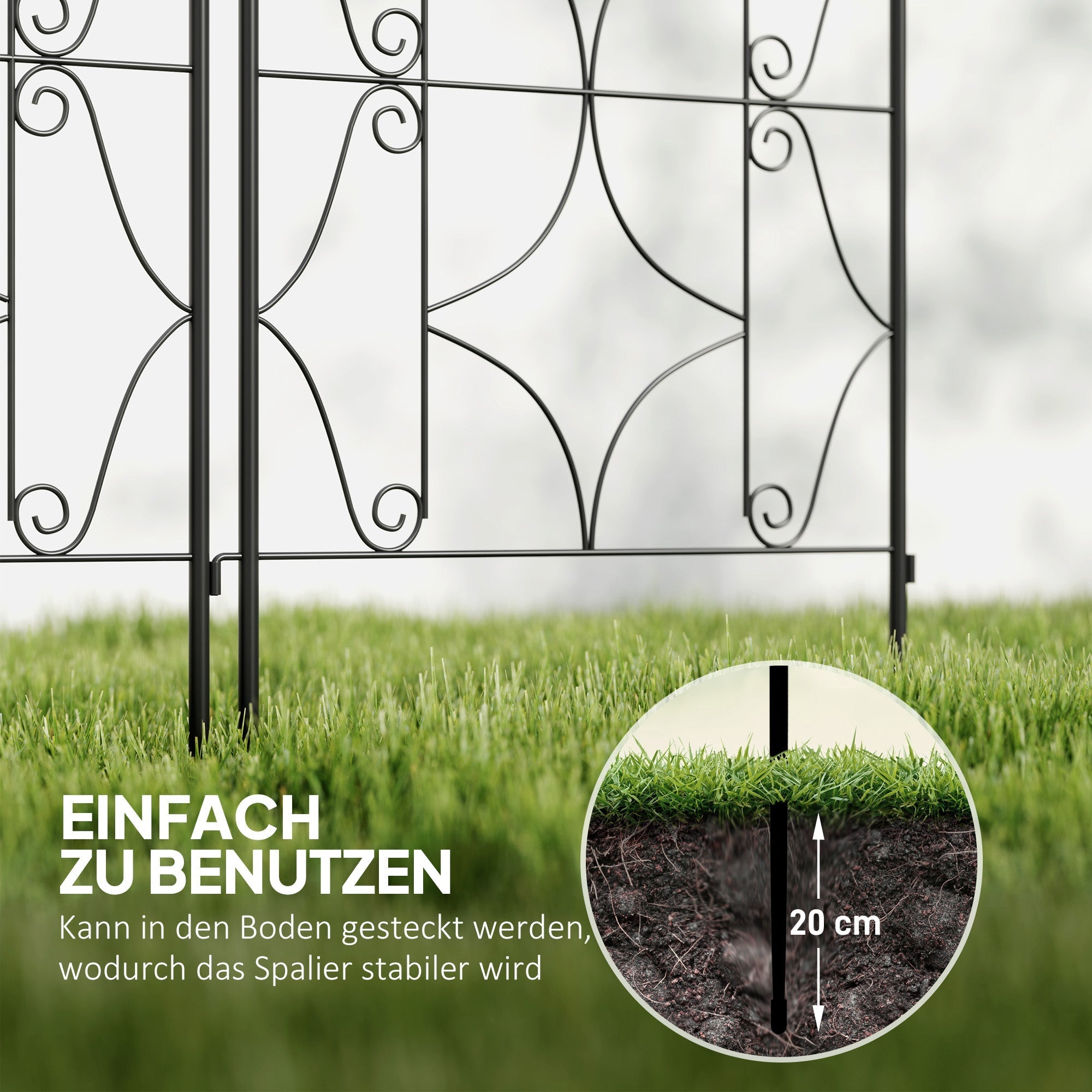 Metal Trellis 2-Piece Set, Rustproof 50x150cm Climbing Aid, Black