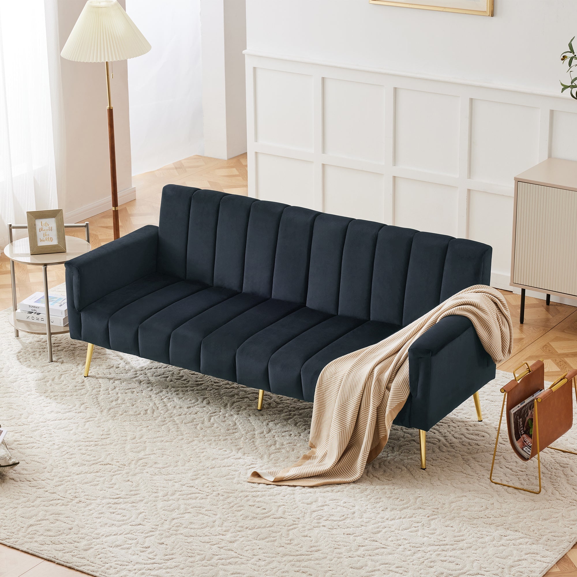 Sofa Bed, Modern Folding with Sleeping Function, Velvet Fabric