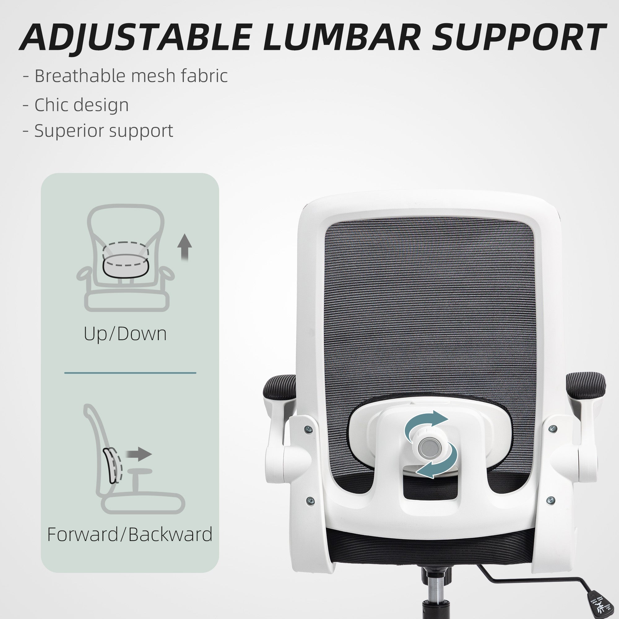 Mesh Back Office Chair, Adjustable Swivel, Black