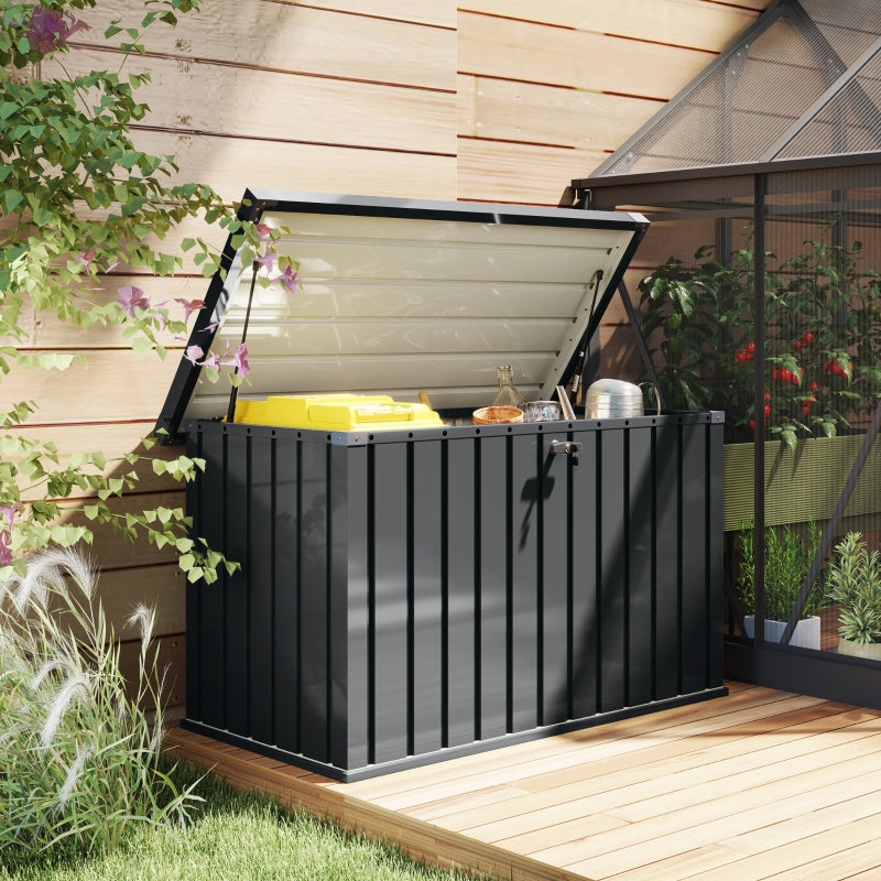 400L Garden Storage Box Lockable Galvanised Steel DARK GREY