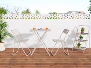 Outdoor 3-Piece Foldable Bistro Set, Weather-Resistant Patio Conversation Set with 2 Chairs and 1 Table, Beige Metal