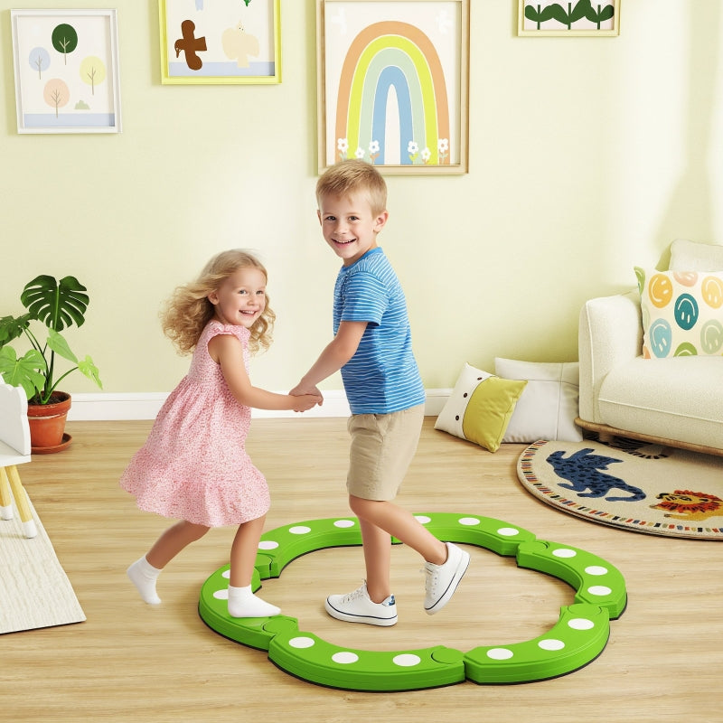 Balance Beam with 6 Curved Segments and Sensory Protrusions, 50 kg Capacity, Green