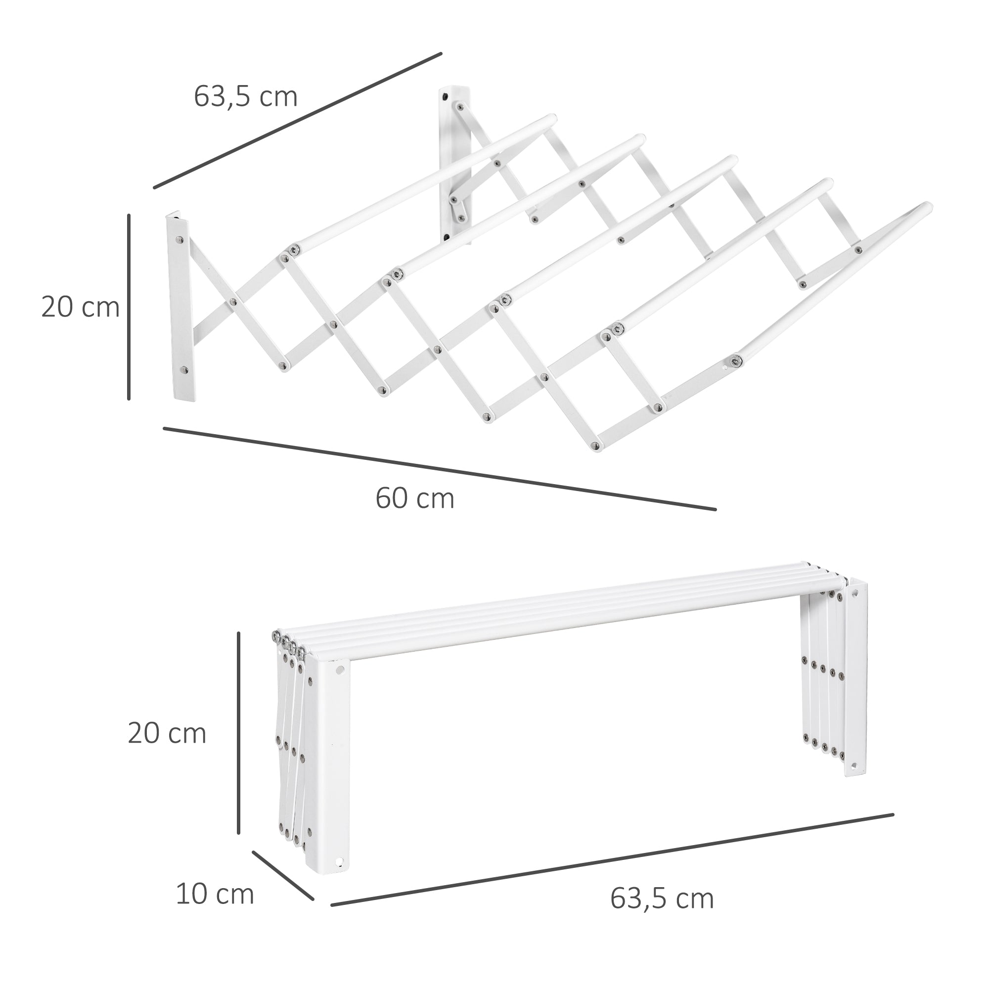 Wall Dryer, Space-Saving Clothes Airer, Metal White