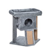 Cat Tree Multi-Level with Cave, Lounge Platform, Play Ball, Light Grey