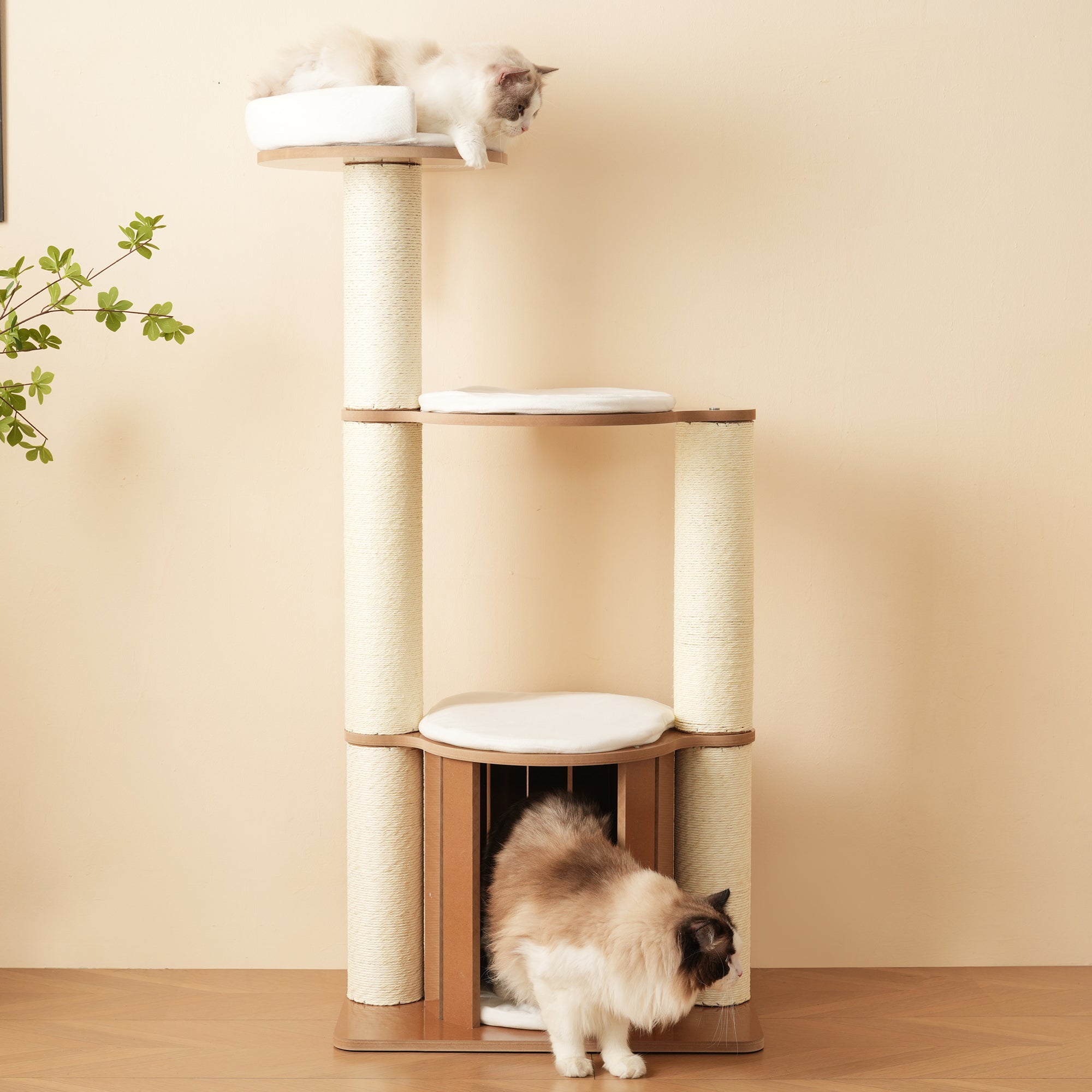 Cat Tree 135cm XXL Trunk Stable 3-Level Platforms Waterproof