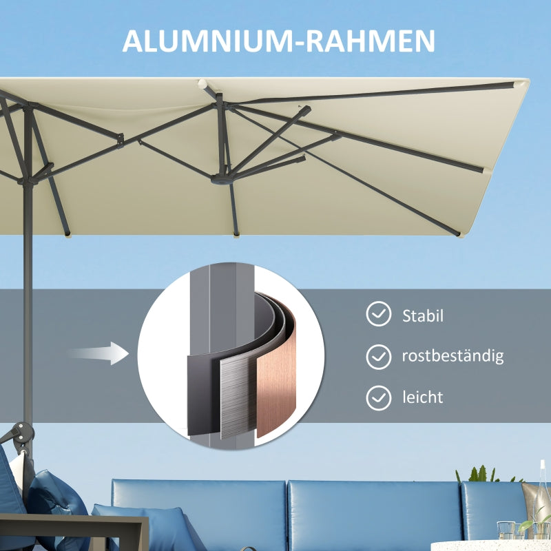Double Parasol, Crank UV50+ Windproof Aluminum, Cream White
