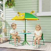 Children's Garden Furniture Set - Table, Chairs, Parasol, Bee Design - Green and Yellow