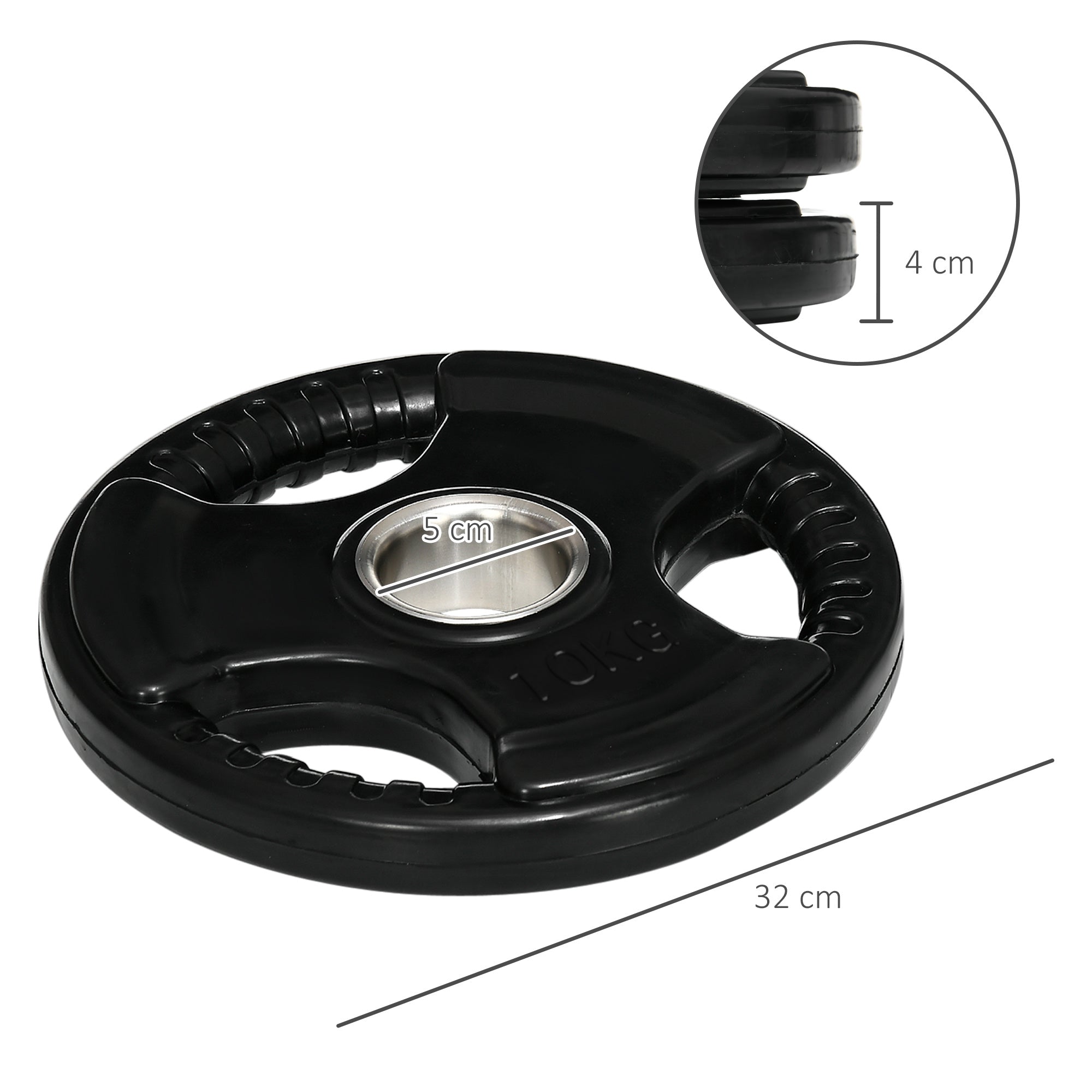 Weight Plates Tri-Grip 2x10KG Olympic, Rubberized