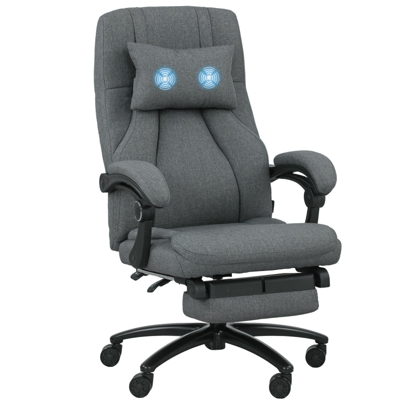 Vinsetto Massage Office Chair with USB Interface, Swivel Wheels, Dark Grey