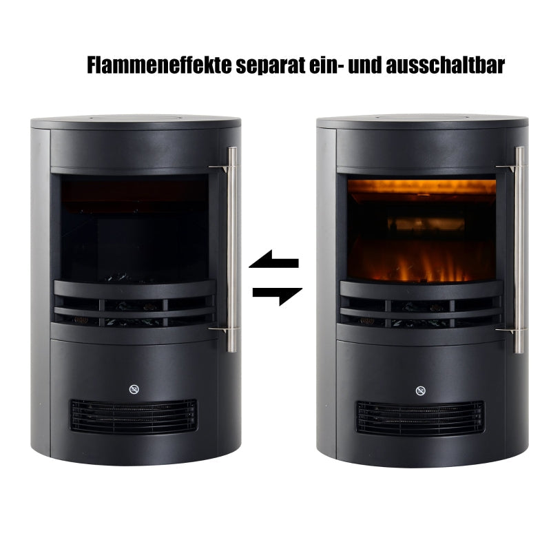 LED Electric Fireplace, Wall/Freestanding with Flame Effect, 900/2000W, Black