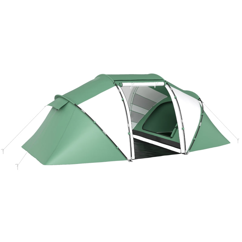 Camping Tent, 4-6 Man UV Protection, Green and White