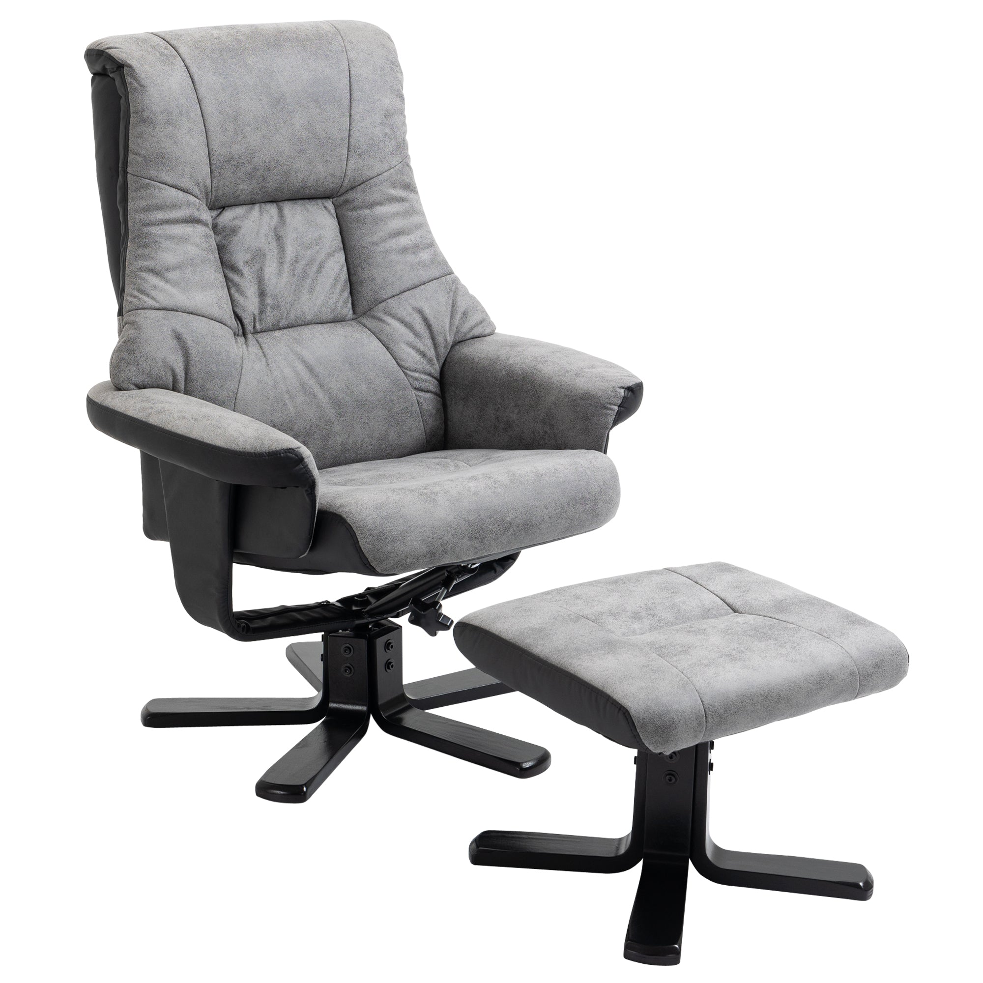Recliner with Footstool Swivel TV Chair Reclining Function Microfiber Gray