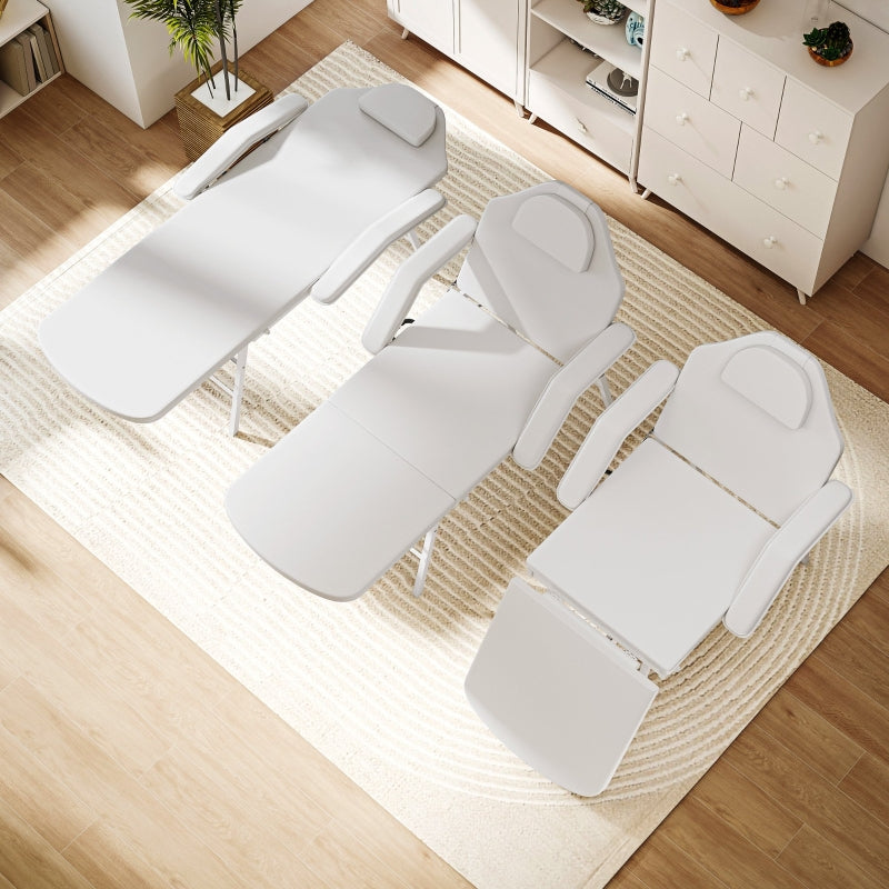 Massage Table, Folding Portable, Faux Leather, White