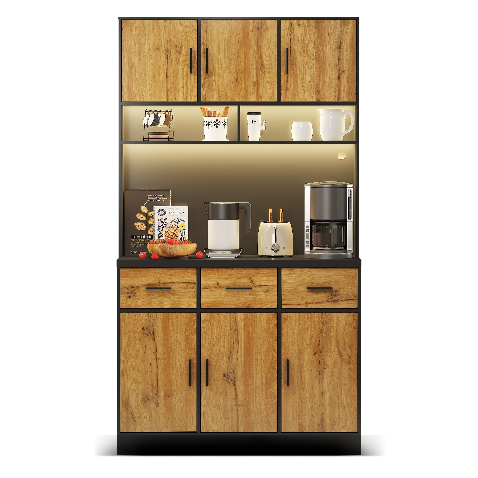 Multifunctional Buffet 100x40x180cm with LED, App Control, Drawers & Power Outlets