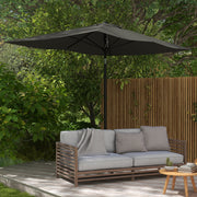 Gartenschirm, 2x3m rechteckiger Sonnenschirm für den Außenbereich mit Kurbel und Neigungsfunktion, dunkelgrauer Aluminiummast